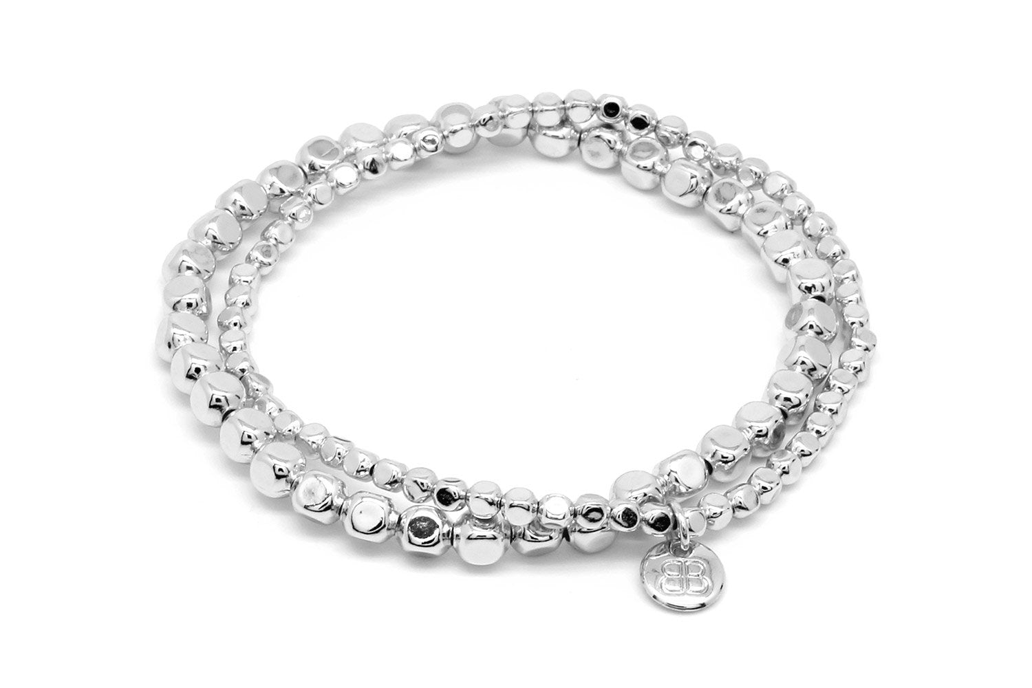 Silver Nugget Round Locket Bracelet