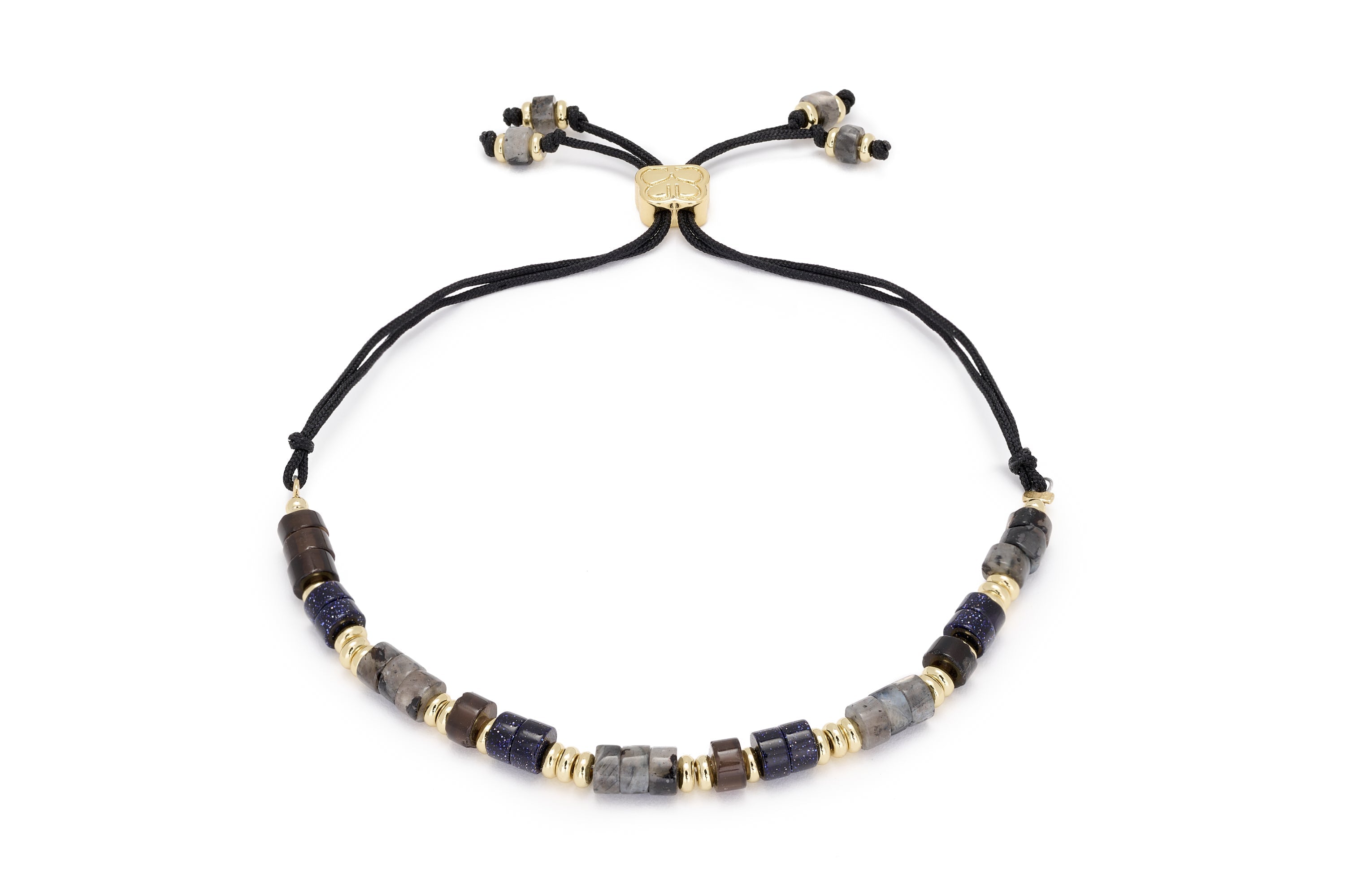 Rayne Dark Grey Gold Gemstone Bracelet - Boho Betty