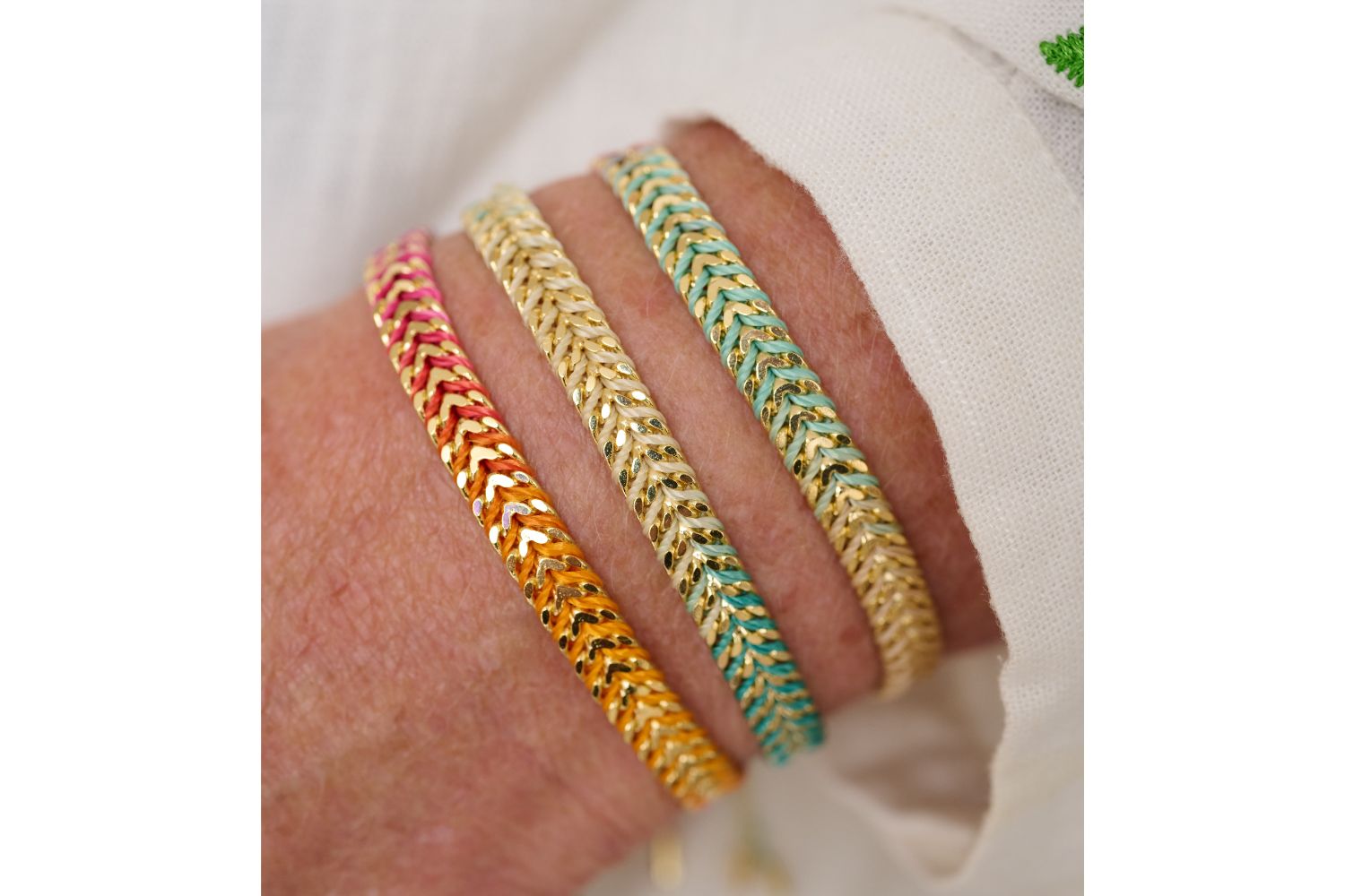 Handwoven ombre bracelets in multiple colours. The perfect stacking bracelets and best sellers.