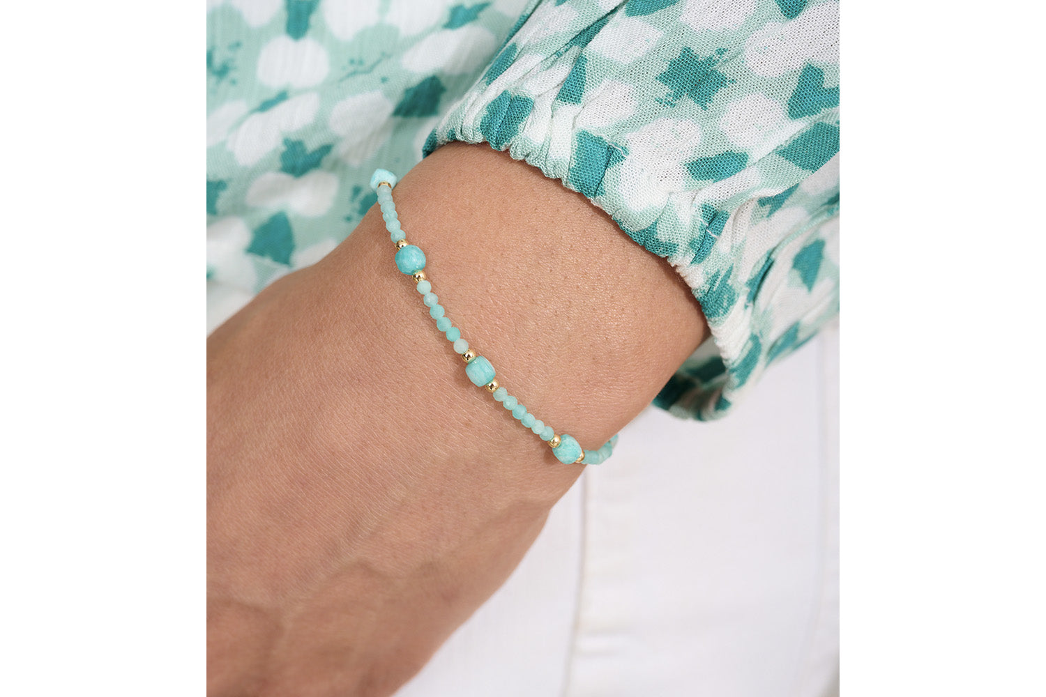 The Meadow Amazonite Bracelet is a beautiful oceanic vibe for this spring.