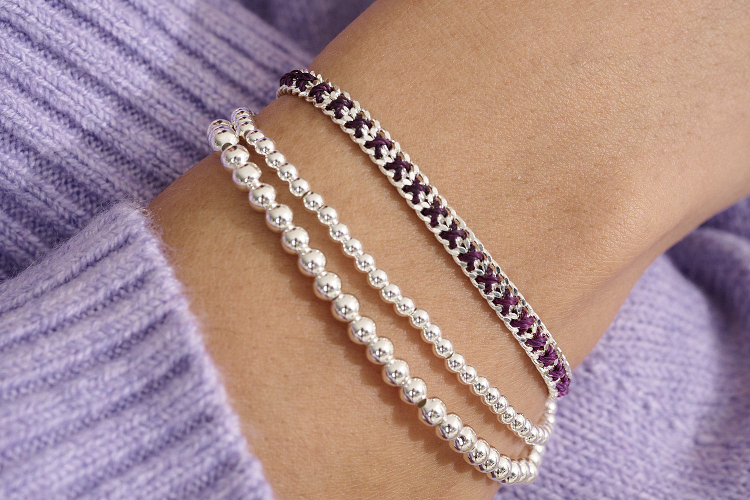 Mix the Samra Silver set with the Lilia Woven bracelet.