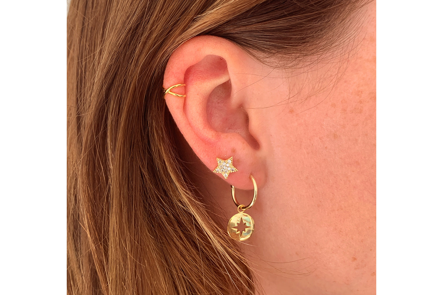 Chastain Gold CZ Star Stud Earrings - Boho Betty