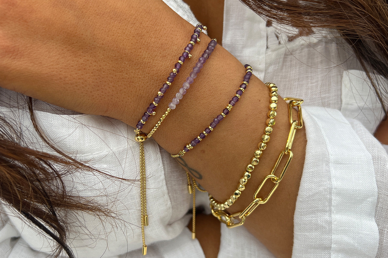 Gold amethyst sale bracelets