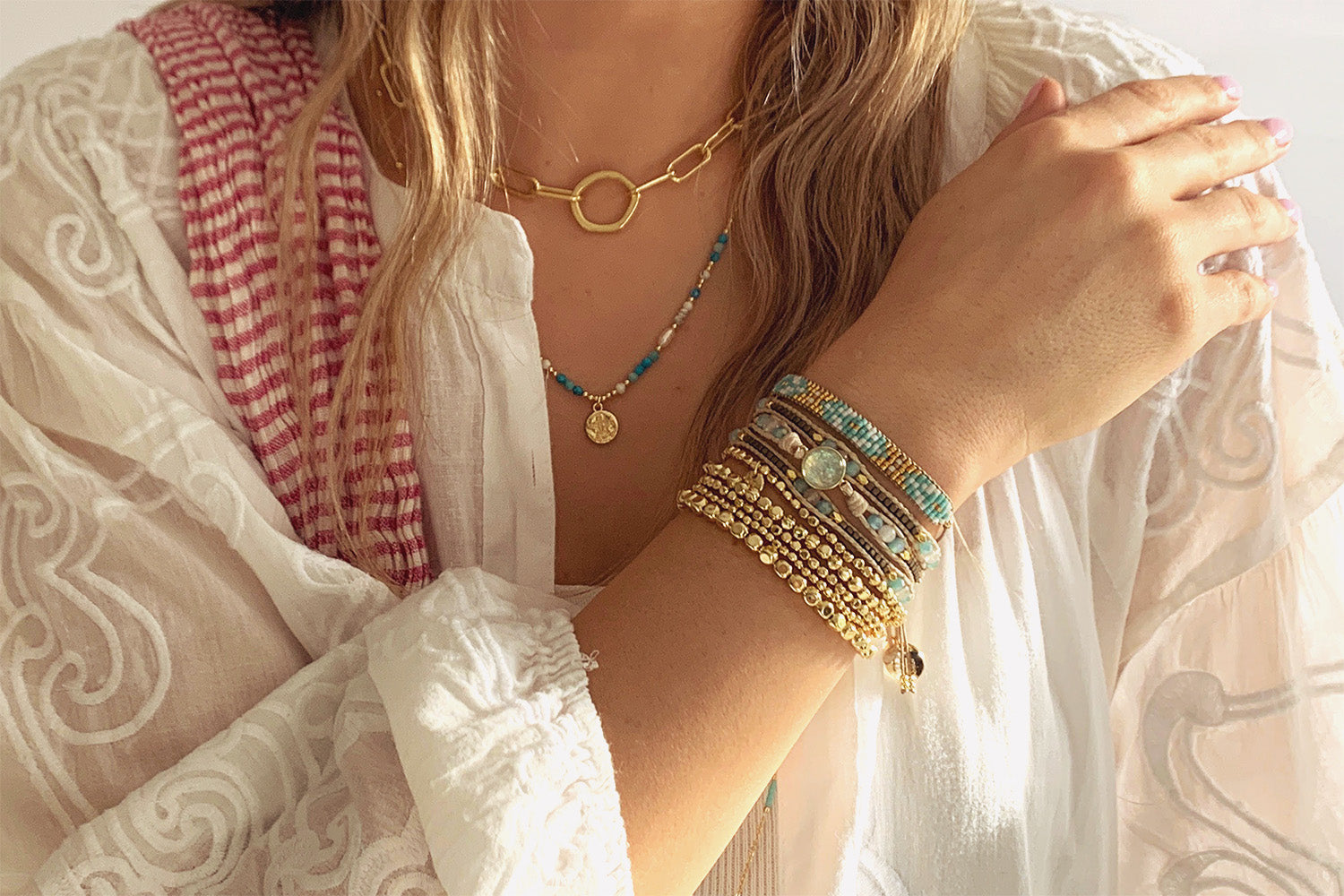 Matira Aqua Beaded Friendship Bracelet - Boho Betty