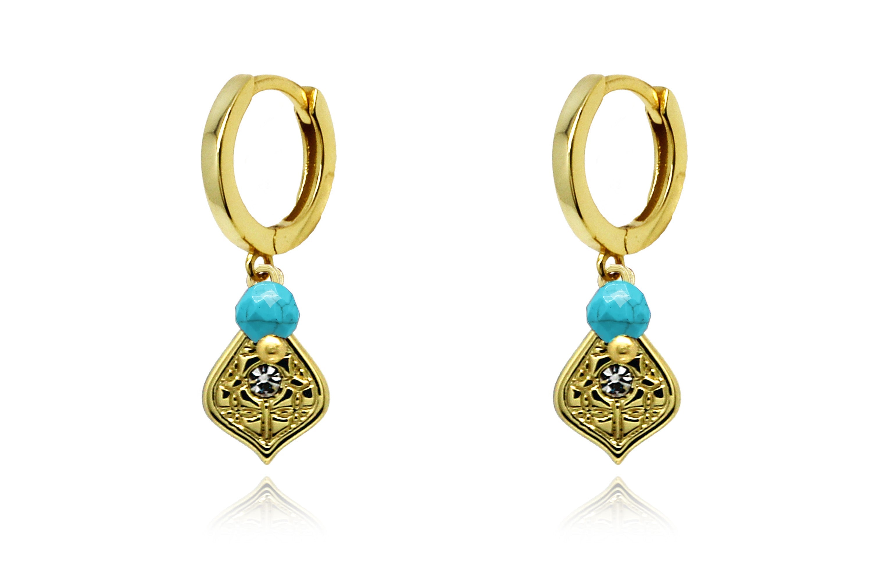 Betty Turquoise Gold Hoop Gemstone Earring