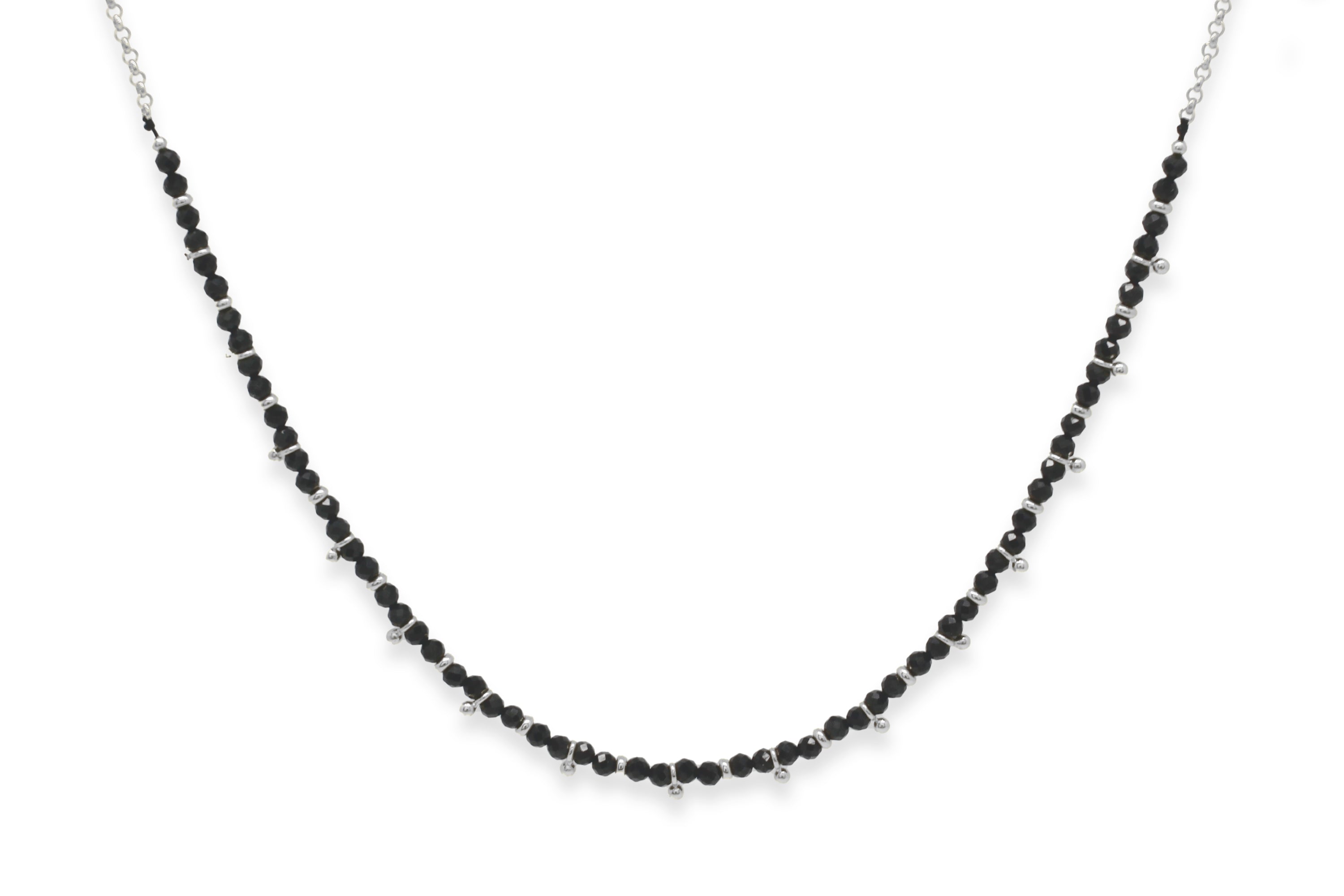 18 inch Black Spinel Necklace with Pave Diamond Clasp - Susan Standeffer  Designs